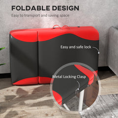 PURE Foldable Massage Bed Portable Table, 3-Section Aluminium Foldable Beauty Couch, Professional Salon Spa Table with Headrest Support and Carry Bag, 60 cm Width, Black and Red