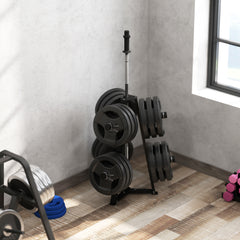 PURE Weight Tree Weight Rack for 5cm Weight Plates and Barbell Bar with 6 Fasten Clamps, 300kg Capacity