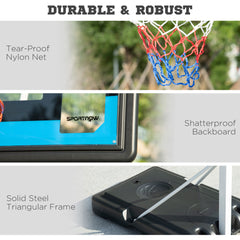 PURE 2.6-3.1m Adjustable Basketball Hoop and Basketball Stand w/ Backboard and Weighted Base, Portable on Wheels, White