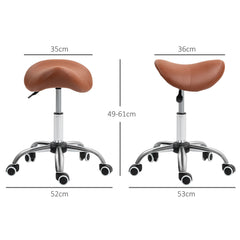 PURE Saddle Stool, Height Adjustable Salon Chair for Massage Spa, Faux Leather, Brown
