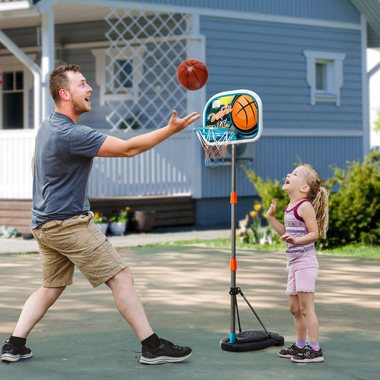PURE Kids Basketball Hoop and Stand Portable Basketball Stand Set w/ Ball Pump Netting Backboard Adjustable Height from 126 cm to 158 cm