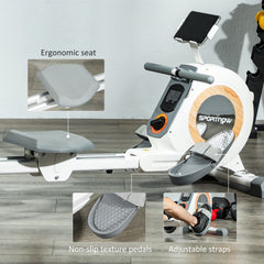 PURE Rowing Machine, 16-Level Magnetic Rower Machine with LCD Monitor and Phone Holder, White
