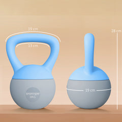 PURE 8KG Soft Kettlebell, Kettlebell with Non-Slip Handle for Home Gym, Weight Lifting, Strength Training, Light Blue/Grey
