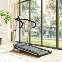 PURE Folding Treadmill with Incline, Walking Pad Treadmill for Home, 1-10km/h Under Desk Running Machine with LCD Display and Wheels, No Assembly, Grey