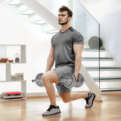 PURE 20kg 2-in-1 Barbell and Dumbbell Set, with Non-Slip Handle, for Weight Lifting, Training Home Gym