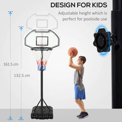 PURE 94-123cm Adjustable Height Basketball Hoop and Stand