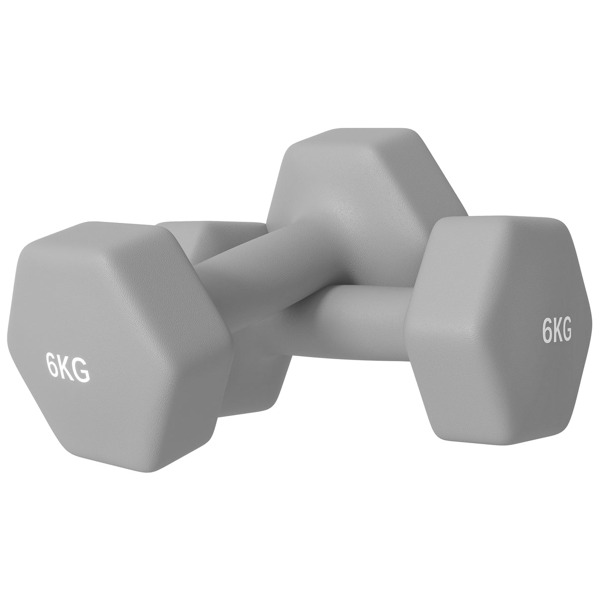 PURE 2 x 6kg Hexagonal Dumbbells Weights Set with Non-Slip Grip for Home Gym Workout, Grey