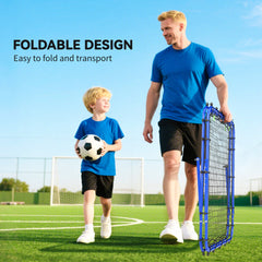 PURE Double Sided Football Rebounder Net, Football Rebound Goal with Five Adjustable Angles, Blue