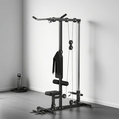 PURE Pull Up Station, Power Cage with Adjustable Seat, for Home Gym - Black