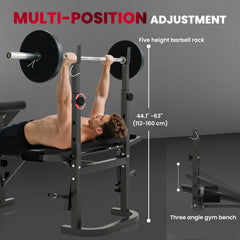 PURE Multi-Exercise Adjustable Weight Bench with Bench Press Rack