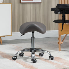 PURE Cosmetic Stool 360° Rotate Height Adjustable Salon Massage Spa Chair Hydraulic Rolling Faux Leather Saddle Stool, Grey