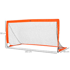 PURE Set of 2 Football Goal Net 6 x 3 ft Foldable Outdoor Sport Training Teens Adults Football with Carrying Bag Orange