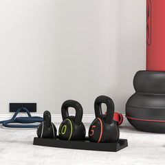 Kettlebell Set with Storage Rack, 3-Piece Weights for Strength Training, Home Gym, 5lbs, 10lbs, 15lbs