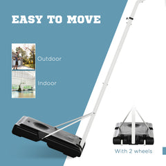PURE 2.6-3.1m Adjustable Basketball Hoop and Basketball Stand w/ Backboard and Weighted Base, Portable on Wheels, White