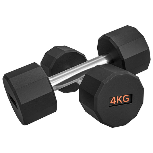 2 x 4kg Dumbbells Weights Set with 12-Sided Shape and Non-Slip Grip for Men Women Home Gym Workout