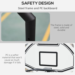 PURE 94-123cm Adjustable Height Basketball Hoop and Stand