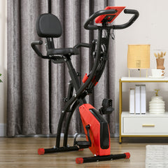 PURE 2-in-1 Folding Exercise Bike with 8-Level Magnetic Resistance, Arm Resistance Band, Pulse Sensor, Red
