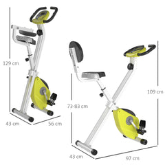 Folding Exercise Bike, Foldable 8-level Magnetic Resistance Cycling Bike for Home & Office with Adjustable Seat, LCD Monitor Pulse Sensor