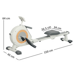 PURE Rowing Machine, 16-Level Magnetic Rower Machine with LCD Monitor and Phone Holder, White