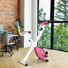 Magnetic Resistance Exercise Bike Foldable w/ LCD Monitor Adjustable Seat Heart Rate Monitors Foot Pads Home Office Fitness Training Workout