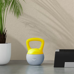 PURE 8KG Soft Kettlebell, Kettlebell with Non-Slip Handle for Home Gym, Weight Lifting, Strength Training, Yellow/Grey