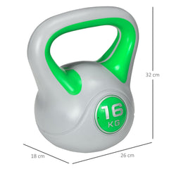 PURE Kettlebell, 16kg Kettle Bells with Handle for Home Gym Weight Lifting and Strength Training, Green and Grey