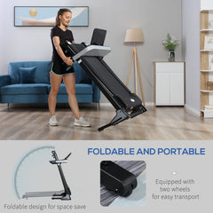 PURE Folding Treadmill for Home Motorised Running Machine w/ LCD Display Black