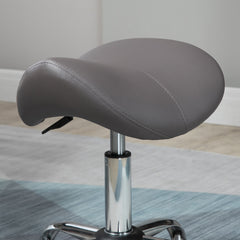 PURE Cosmetic Stool 360° Rotate Height Adjustable Salon Massage Spa Chair Hydraulic Rolling Faux Leather Saddle Stool, Grey