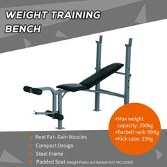 Heavy Duty Adjustable Multi Gym Chest Leg Arm Weight Bench w/4 Incline Postions - Black/Silver