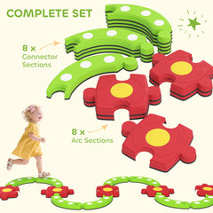 PURE 13 PCS Kids Balance Beam Stepping Stones Set with Non-slip Textured Surface, Outdoor Indoor for Toddlers, Green