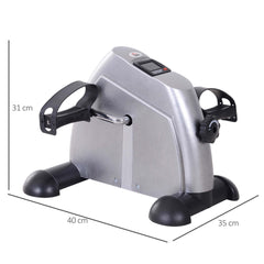 Mini Exercise Bike: LCD Display, Compact Fitness Equipment, Metallic Silver