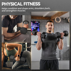 PURE 2x15KG Rubber Hex Dumbbell Portable Hand Weights Dumbbell Home Gym