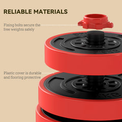 PURE 30kg Four-In-One Adjustable Weight Dumbbells Set, Barbell, Kettlebell, Push Up Stand - Red