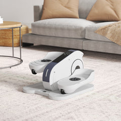 PURE Under Desk Elliptical Machine, Seated Pedal Exerciser, Mini Electric Elliptical Machine for Seniors with LCD Monitor, Remote Control and 10 Adjustable Speed, Quiet & Portable, White