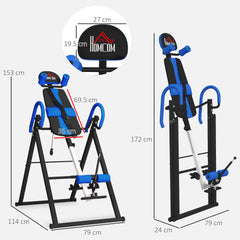 Gravity Inversion Table with Safety Belt Adjustable Hand Stand for Muscle Pain Relief, Blue