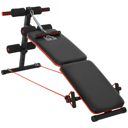 Steel Foldable Home Core Workout Bench Red/Black