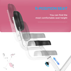 PURE Folding Exercise Bike, Fitness Bicycle Indoor Trainer, 8-Level Magnetic Resistance Adjustable, with LCD Monitor, Pulse Sensor, Pink