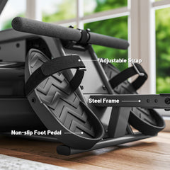 PURE Water Rowing Machine with Wheels, Vertical Storage, Adjustable Resistance, for Strength, Cardio Training