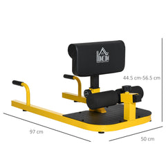 PURE Squat Machine with Push Up Stand, Padded Hip Thrust Bench with Adjustable Cushion for Home Gym Work Out, Yellow