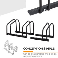 PURE Bike Stand Parking Rack Floor or Wall Mount Bicycle Cycle Storage Locking Stand (3 Racks, Black)