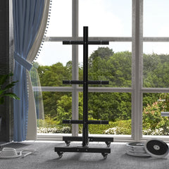 Weight Rack for Olympic Weight Plate, 3 Tier Weight Tree for 2 inch Plates & Bars, Weight Organizer Stand w/ 4 Wheels