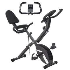 PURE Five-in-one Foldable Exercise Bike, Stationary Bike with Arm Workout Bands, LDC Monitor, Phone Holder, Black