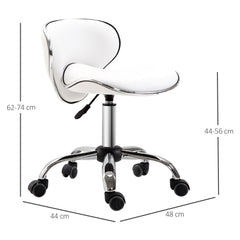 PURE Adjustable Rolling Swivel Beauty Salon Chair, Stool for Spa, Technician - White