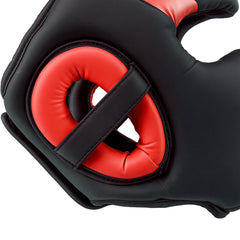 PURE Boxing Headguard w/ Adjustable Strap for Sparring, Kickboxing, MMA, Red/Black
