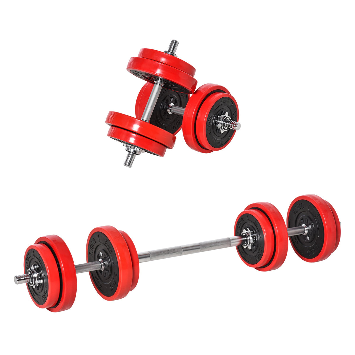 Adjustable Weights: 20KG Dumbbell & Barbell Set for Strength Training, Home Gym Fitness