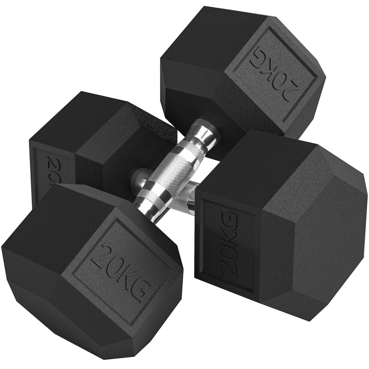 PURE 2x20KG Rubber Hex Dumbbell Portable Hand Weights Dumbbell Home Gym