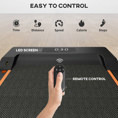 2.5HP Walking Pad, 1-6km/h Folding Treadmill with Remote Control and LED Display for Home Gym Office, Orange