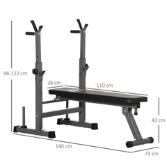 Adjustable Weight Bench, Foldable Bench Press with Barbell Rack, Dip Station, Home Gym, Strength Training, Multiuse