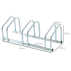 PURE Bike Stand Parking Rack Floor or Wall Mount Bicycle Cycle Storage Locking Stand 76L x 33W x 27H (3 Racks, Silver)