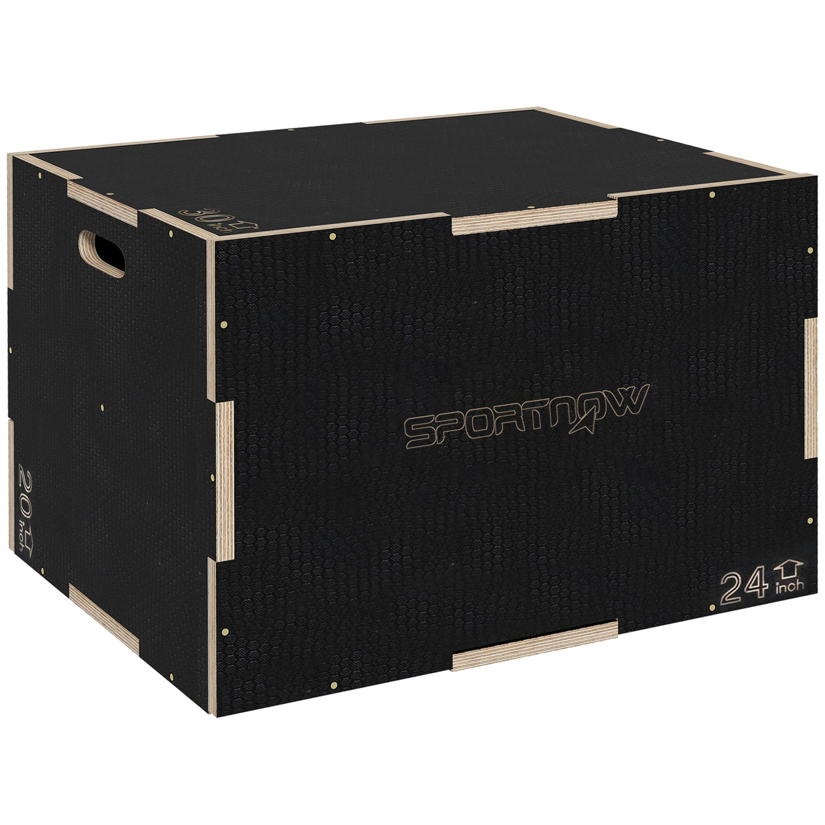 PURE Multi-Faceted Jump Box, Wooden Step Up Box, for Home, Gym, Exercise, 41/51/61cm - Black